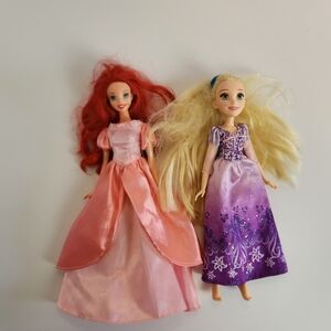 Lot of Dolls The Little Mermaid Ariel Doll Pink Dress Disney Rapunzel